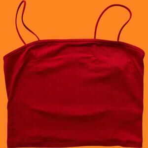 Faded Rose rhinestone chain-back red cami crop top Sz S